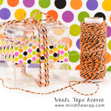 Halloween Bakers Twine - Orange Black & White Stripe - 240 yards 100% Cotton - Colorful string for Gift Wrap Cards Bags Tags Banners