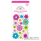 Flowers Enamel Stickers - Doodlebug Beautiful Blossoms 3-D Shape Sprinkles - Hello Collection - Glossy Mod Flowers