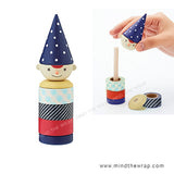 3 rolls - Masté Washi Tape & Holder - Adorable Wooden Elf Stores a Stack of 3 Tapes - Christmas Gift Set