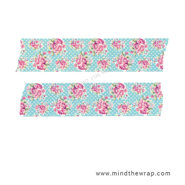 Pink Roses Washi Tape - Wide 30mm x 10m Vintage Floral Rose Clusters o –  MindTheWrap