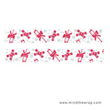 Snowflakes & Candy Canes Washi Tape - 15mm x 10m Silver Metallic - Planners Decoration Christmas Card Making Holiday Gift Wrap Crafts