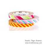 3 Rolls mt Slim Japanese Washi Tape Set -  Narrow 6mm - Bright Stripes, Silver Metallic - Geat for Planners Decoration Cards