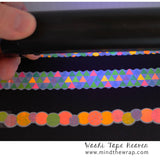 Neon Triangles Die-Cut Washi Tape - 18mm x 5m - Vivid Neon Colors - UV reactive Glow under a Black Light