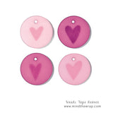 8 - Pink Heart Charms - Doodlebug Scrapbooking Stitchery Gift wrap Favors Decoration Card-making