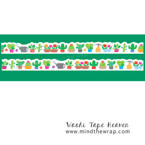 Cactus Die-Cut Washi Tape - Slim 8mm x 5m - Garden of Succulents Perfect width for Planners