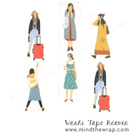 Girl Figures Washi Tape - 30mm x 5m -  LOHAS Girls People for Collage Art Decoration Papercraft Supply