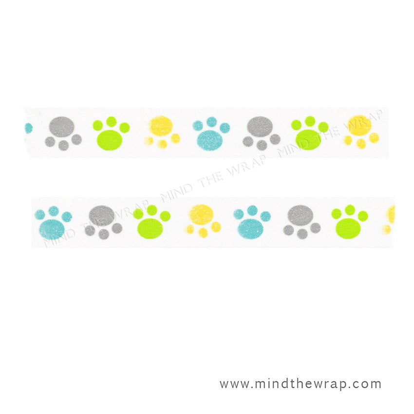Pastel Pawprints Washi Tape - Doodlebug "Playful Paws" 15mm x 11m - for Cat Lovers