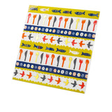 8 Washi Sticker Sheets - 4-inch squares - Nordic Swedish Folk Art Designs - Gold foil accents - DIY Washi Stickers