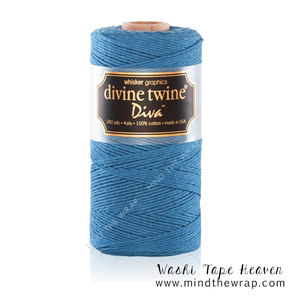 Solid Blue Bakers Twine - 240 yards - Divine Twine Diva Bluebonnet - Cadet Blue