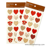 Kraft Heart Stickers with Gold Foil Accents - 2 sheets - Envelope seals Planners Decoration Card-making