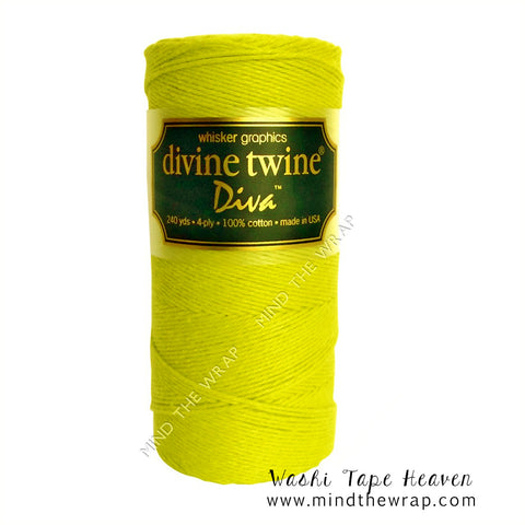 Pistachio Green Bakers Twine - 240 yards - Divine Twine Diva Dried Celadon - Peridot Yellow Green