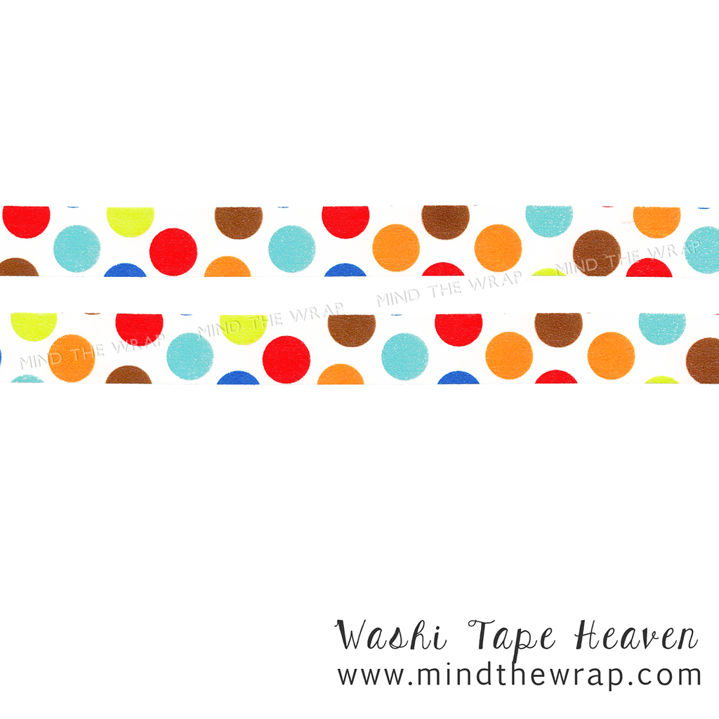 Big Dots Washi Tape - 12 yards - Doodlebug Bouncy Balls -  Run Spot Run Dog Toy Colorful Companion Pattern