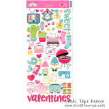Doodlebug Food Stickers - "So Punny" Icons - Hearts Pizza Bacon Sushi Take-out Soda Coke bottles - Scrapbooking Card-making Supply