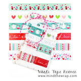Tropical Washi Tape Sampler - Doodlebug Fun in the Sun Collection - 6 Designs 1 yard each - Flamingo Palm Leaves Cactus