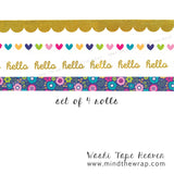 Doodlebug Die-cuts - 94 pieces "Hello" Chit Chat Words and Phrases with Gold Foil Accents - Everyday Home Family Friendship