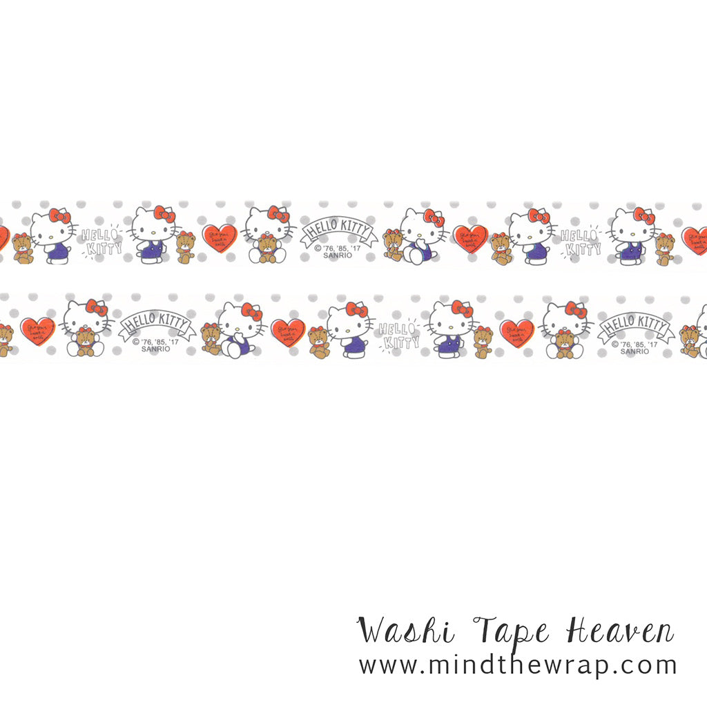 Hello Kitty Washi Tape - Kitty and Teddy Bear - 15mm x 10m - Planners Decoration Scrapbooking Papercraft Supply