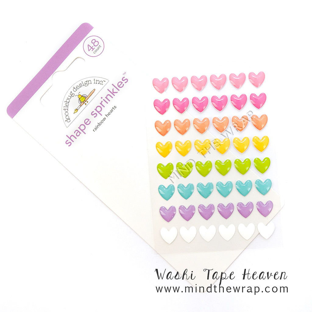 Rainbow Hearts Enamel Stickers - Doodlebug Sprinkles Assortment- Dimensional Embellishments for Scrapbooks Cards Decoration