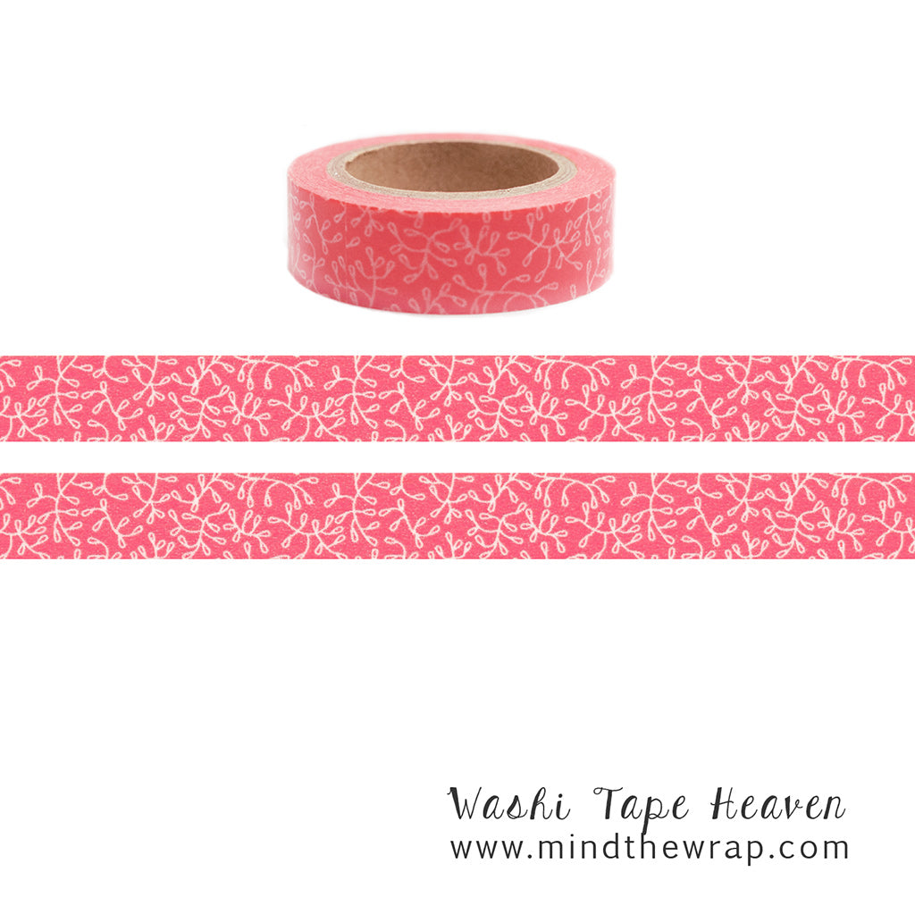 Coral Sprigs Washi Tape  - 15mm x 10m - Abstract Petite Pattern - Planners Decoration Scrapbooking Card-making