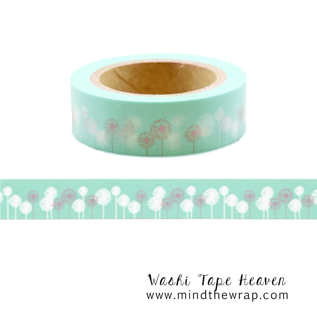 Dandelions Washi Tape - 15mm x 10m- Whimsical Dandelions - Scrapbook layouts Planners Card-making