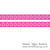 Pink Daisy Border Washi Tape - 15mm x 10m - Row of Flowers Magenta Floral Pattern - Scrapbooking Planners Card-making Papercraft