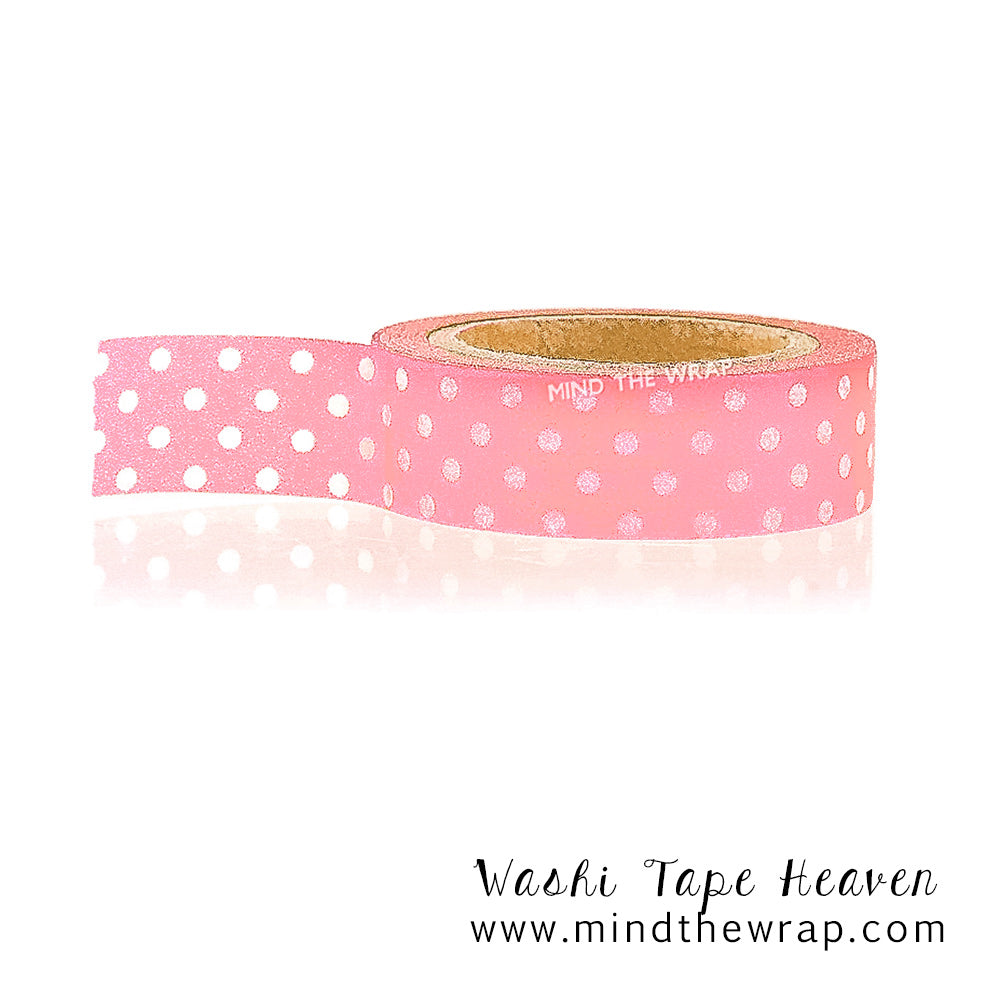 Pink Polka Dots Washi Tape - 15mm x 10m - Basic Papercraft Supply Planners Decoration Scrapbooking