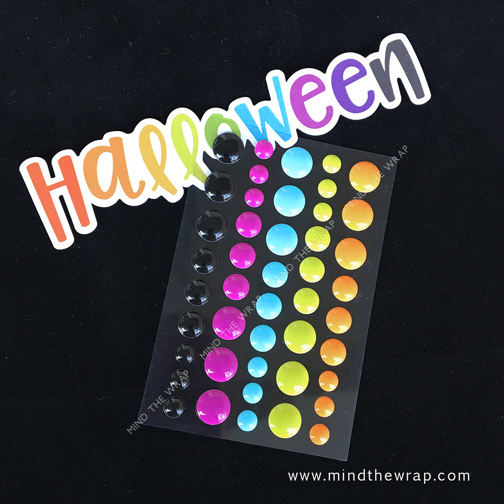 NEW Halloween 3-D Dots Enamel Stickers - Doodlebug Design Sprinkles - 45 pieces Glossy Dimensional Embellishments