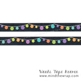 NEW Halloween Night Lights Washi Tape - Doodlebug Design Garland String of Party Lights on Black - 12 yards - Pumpkin Party Collection