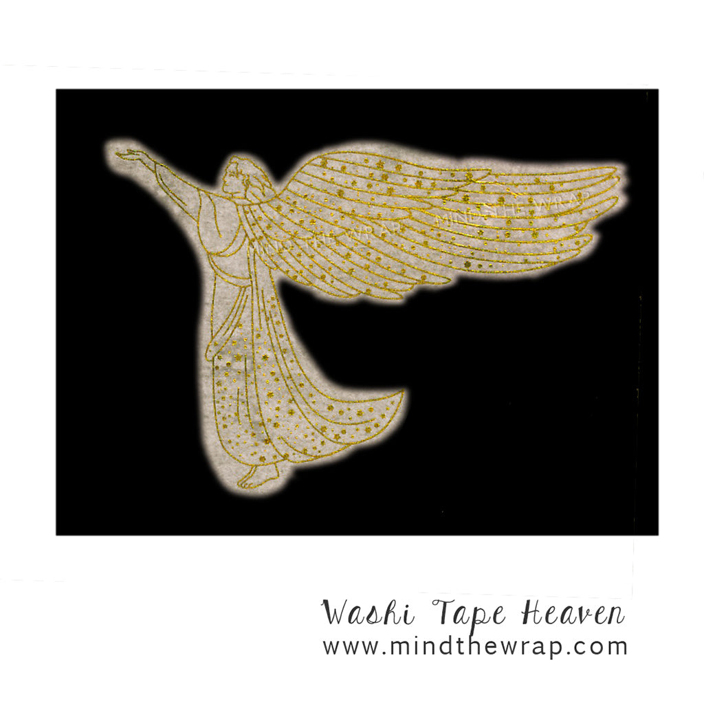 NEW Golden Angels Washi Tape - 60mm Wide Gold Foil Angel Wings - Beautiful for Christmas Card-making Decoration Gift Wrap