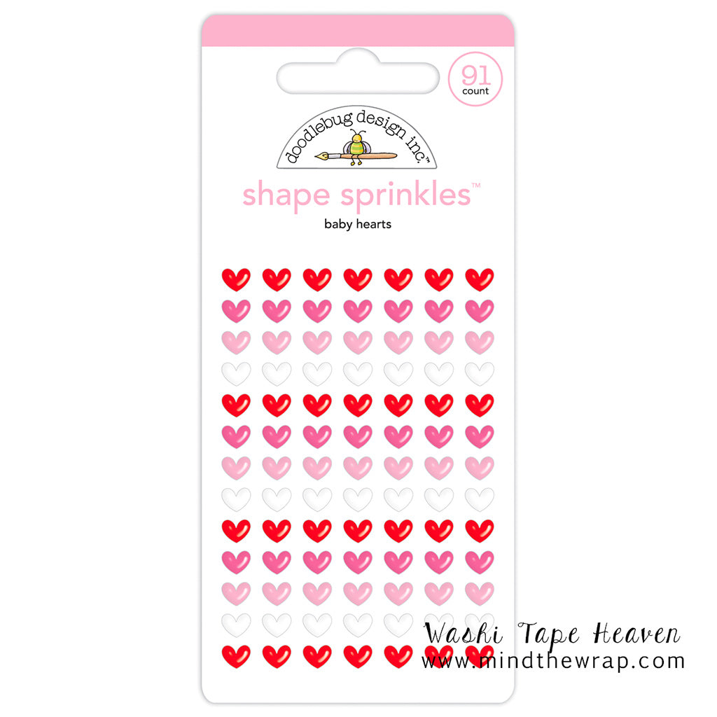 NEW Mini Hearts Enamel Stickers - Doodlebug Design "Baby Hearts" Shape Sprinkles - Scrapbooks Cards Decoration Gift Wrap