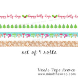 NEW Happy Holly Days Christmas Washi Tape - Doodlebug Design Christmas Town - 36 feet long - Holiday Planners Scrapbooking Gift Wrap Cards