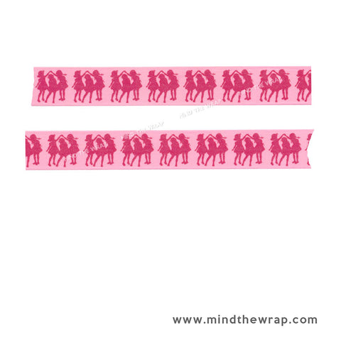 Echo Park Girls "Silhouettes" Washi Tape - 15mm x 15 feet - Pink Girly design