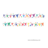 Watercolor Banner Washi Tape - Flags and Stars Soft Bright Colors - Planners Gift Wrap Scrapbooks Card Making - 15mm x 10m