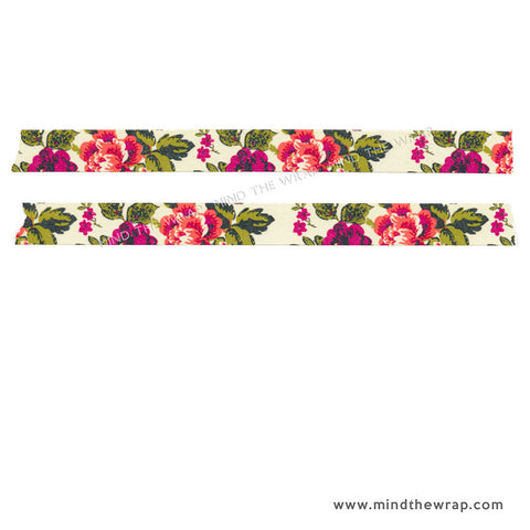 Vintage Roses Floral Washi Tape - 15mm x 10m - Planners Decoration Scrapbooks Collage Papercraft Supply