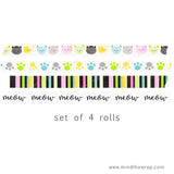 Doodlebug "Here Kitty Kitty" Washi Tape - 15mm x 11m - Kitten Smitten Collection - Cat Lovers Fanciful Felines Pastel Colors