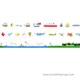 3 rolls - Ships Airplanes Landscapes Japanese Washi Tape Set - 20mm x 12m each - Story Tape Creative Fun for Kids