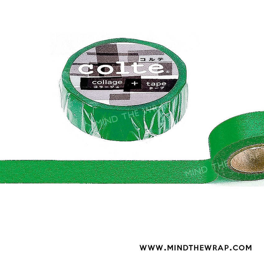 Solid Dark Green Japanese Washi Tape by Colte - 15mm x 12m - extra length