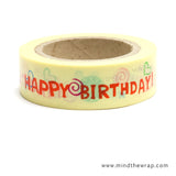 Happy Birthday Washi Tape - 15mm x 10m - Party Gift Wrap Planners Decoration Scrapbooks