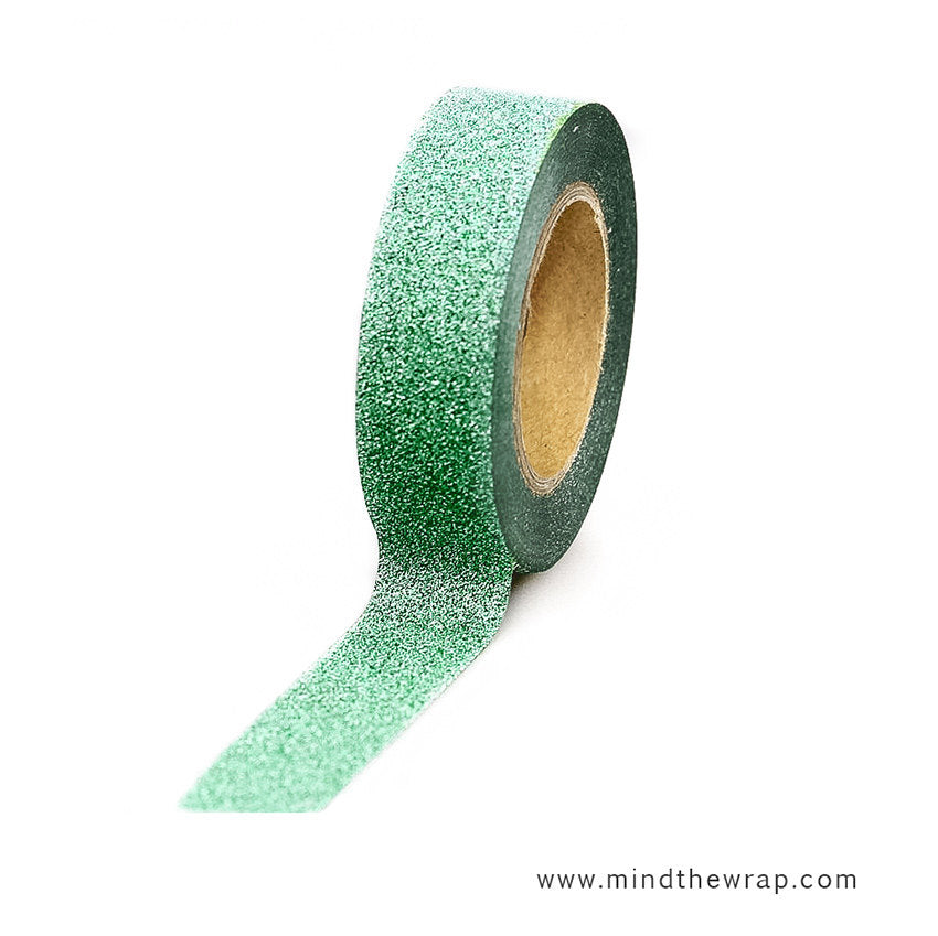 Green Glitter Tape - 15mm x 5m - Pretty Sparkle - Planners Decoration Card Making Craft Projects Gift Wrap