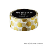 2 rolls - Masté Gold Metallic Japanese Washi Tape Set - 15mm x 7m each - Gold Polka Dots and Solid Color