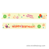 Happy Birthday Washi Tape - 15mm x 10m - Party Gift Wrap Planners Decoration Scrapbooks