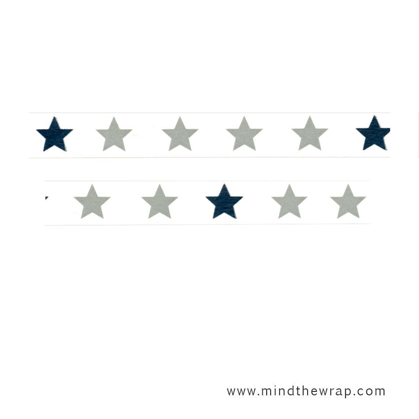 Gray and Black Stars Washi Tape - 15mm x 10m - Neutral colors - Planne –  MindTheWrap