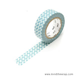 mt Woven Check Japanese Washi Tape - 15mm x 10m - Aqua Blue Lattice Basketweave Pattern -Papercraft Supply