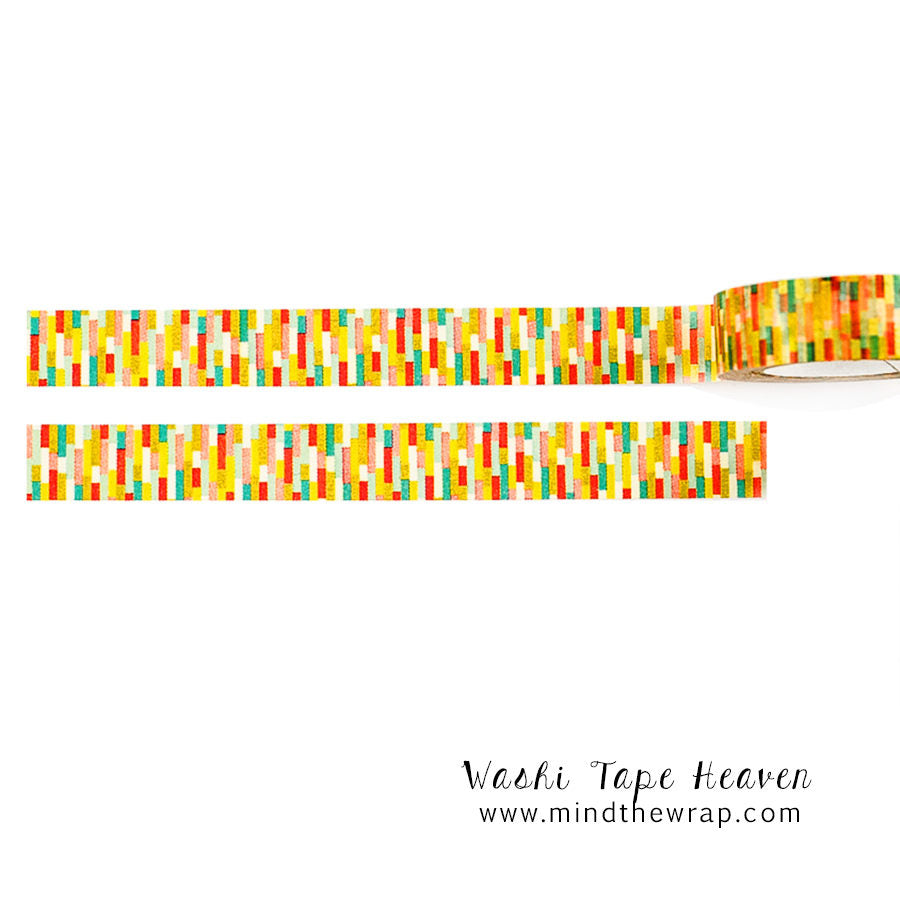 Mosaic Japanese Washi Tape - 15mm x 10m - mt "Block" Gold Metallic - Scrapbooking Planners Decoration Card-making