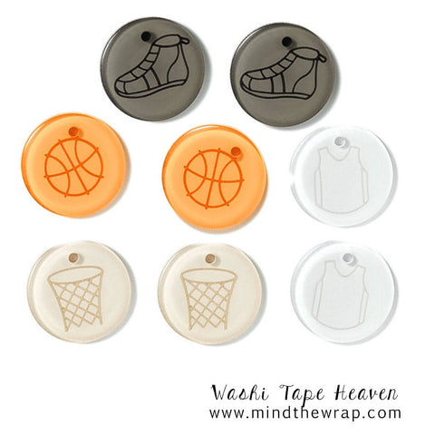 8 - Basketball Charms - Doodlebug "Slam Dunk" Shoes Ball Jersey Hoops - Scrapbooking Stitchery Gift wrap Favors Card making