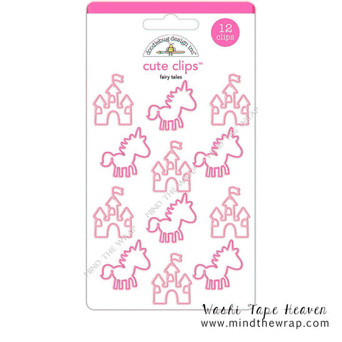 Unicorns and Castles Paperclips - Doodlebug Fairy Tales Cute Clips - Planners Page Markers Birthday Princess Scrapbooking