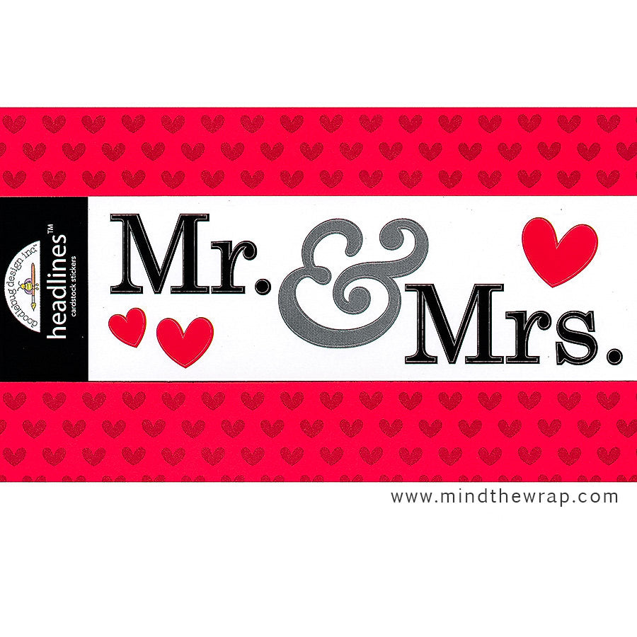 Mr & Mrs Stickers - Doodlebug Headlines Die Cut Cardstock - Page Titles Scrapbook layouts Planners Cards