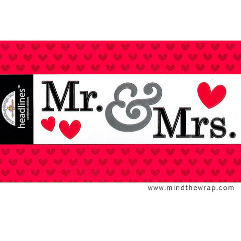 Mr & Mrs Stickers - Doodlebug Headlines Die Cut Cardstock - Page Titles Scrapbook layouts Planners Cards