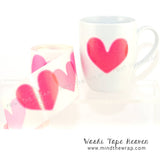 Big Hearts Die-cut Washi Tape - 2.5 inches tall x 5m - Interiors Walls Mugs Cards Book Covers Craft projects