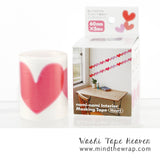Big Hearts Die-cut Washi Tape - 2.5 inches tall x 5m - Interiors Walls Mugs Cards Book Covers Craft projects