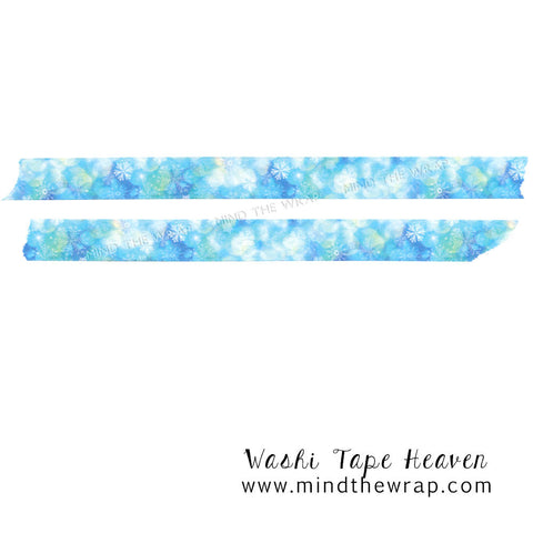 Snowflakes "Frozen" Washi Tape - Winter Theme - Watercolor Illustration Cool Blue Colors
